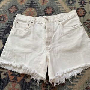Agolde white Frayed Hem Jean Shorts